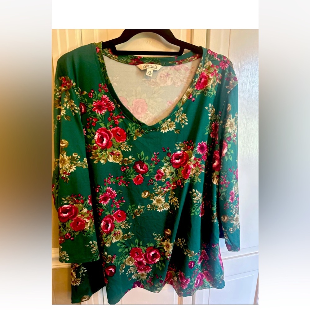 The Pioneer Woman Floral Green Blouse XXl